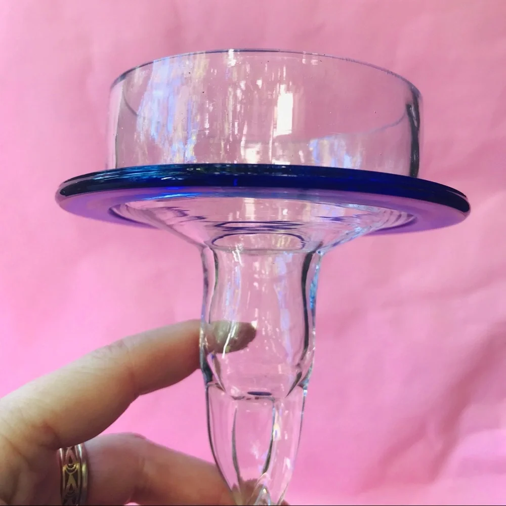 Unique crystal candle holders with twisted stems set of 2